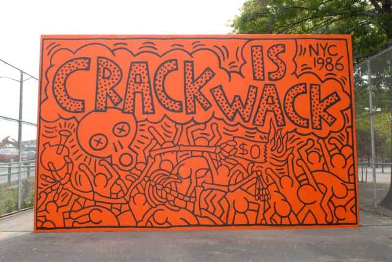 Crack Is Wack, a mural created by Keith Haring, on of the most famous street artists