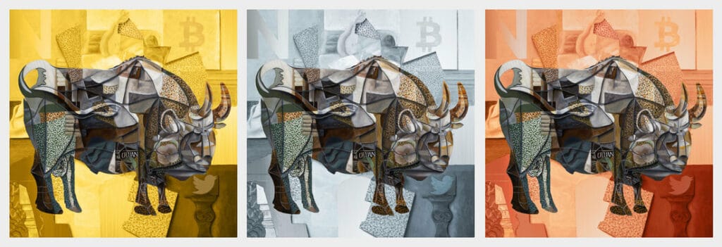 Bitcoin Bull by Trevor Jones, one of many examples of NFT art pieces sold at record prices.