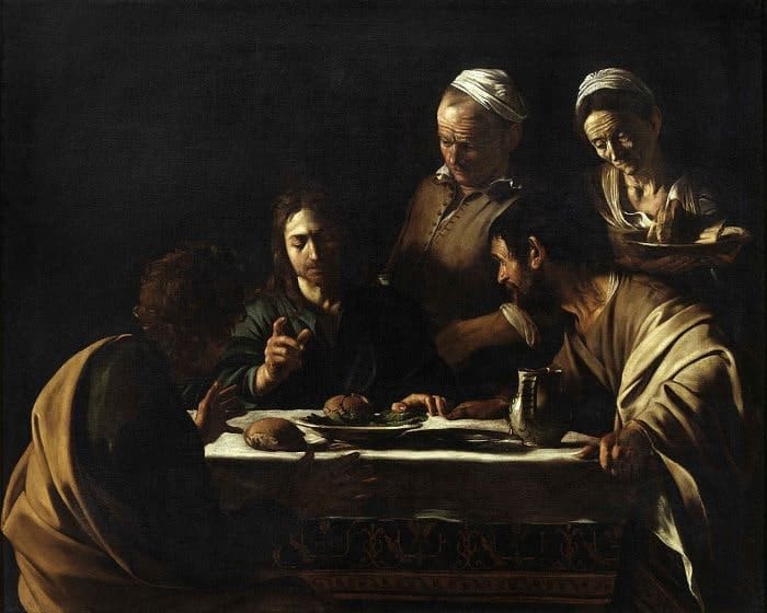 Supper at Emmaus by Caravaggio, a masterpiece of Italian Baroque. 