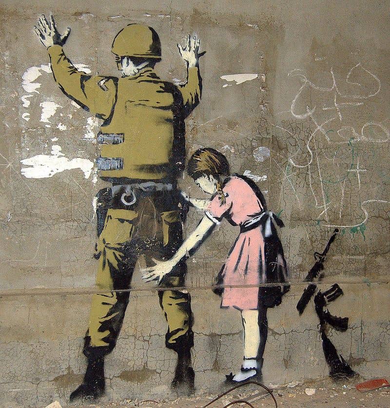 Soldier perquisition, famous Street Art piece by Banksy