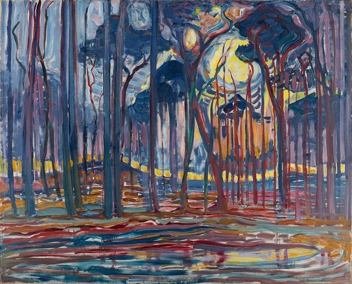 Woods near Oele by Piet Mondrian. The artist's retrospective is one of the most anticipated ones in 2022.