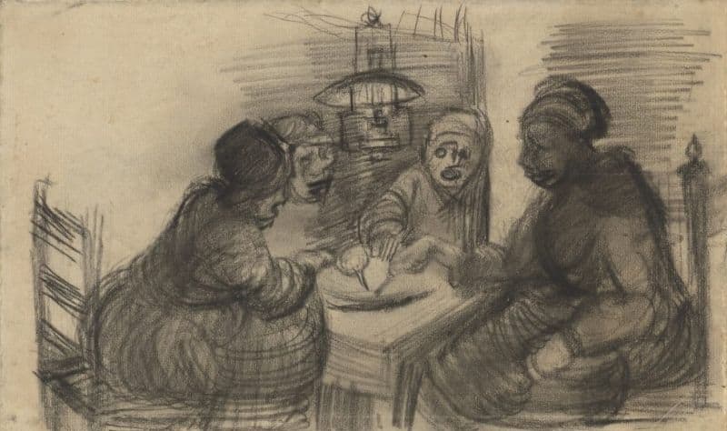 Sketch titled 'Four People Sharing a Meal' held at the Van Gogh Museum, Amsterdam