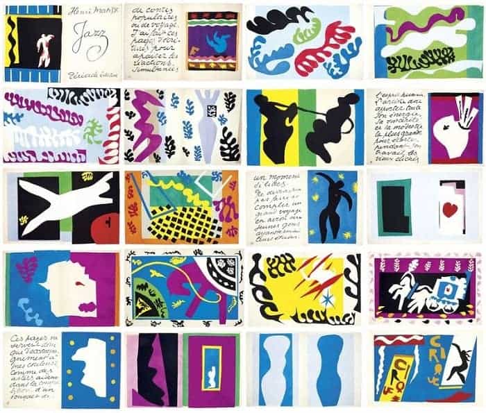 The complete set of 20 cut-out prints that compose Jazz by Henri Matisse
