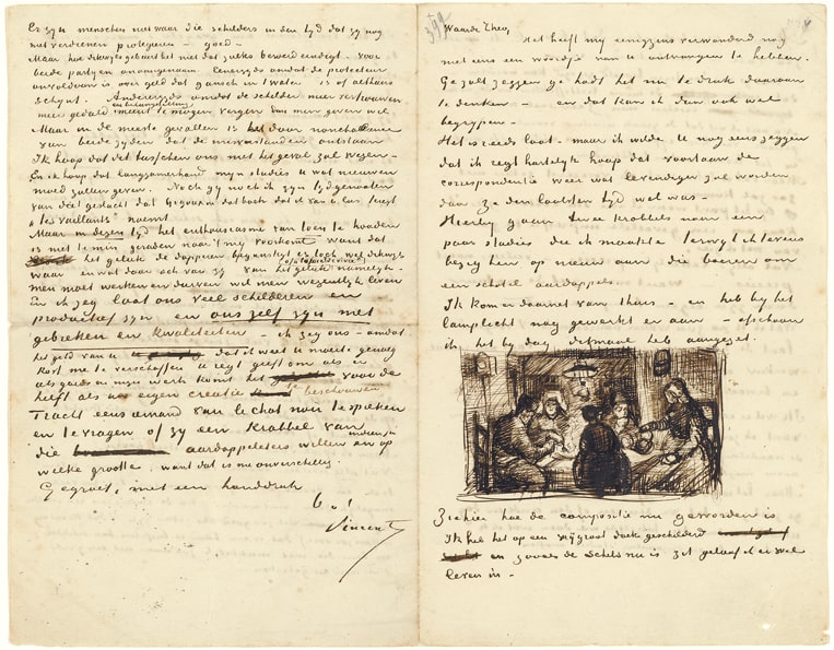 Letter by Vincent to his brother Theo Van Gogh
