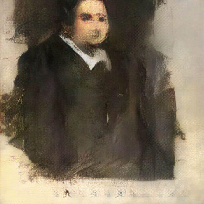 Portrait of Edmond Belamy, the first widely covered sale of an AI artwork
