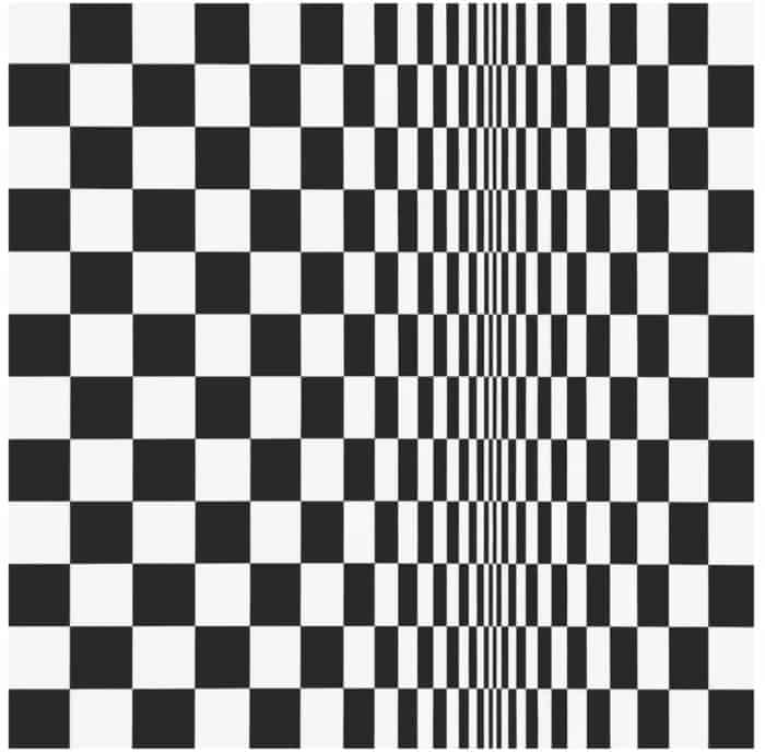 Movement in Squares, one of the most famous painting by Bridget Riley