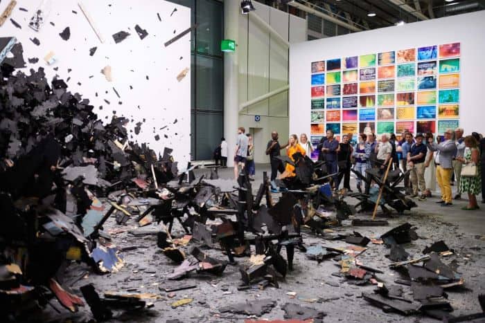 A large-scale installation by Leonardo Drew at Art Basel 2022 Unlimited.