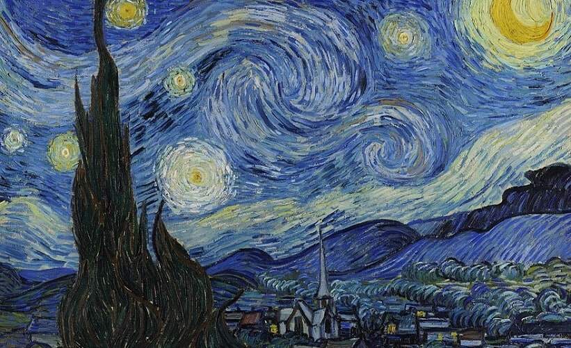Detail of Starry Night, one of the most famous Van Gogh paintings