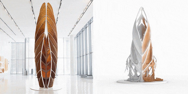 Aguahoja by Neri Oxman at SFMOMA, an example of material ecology design
