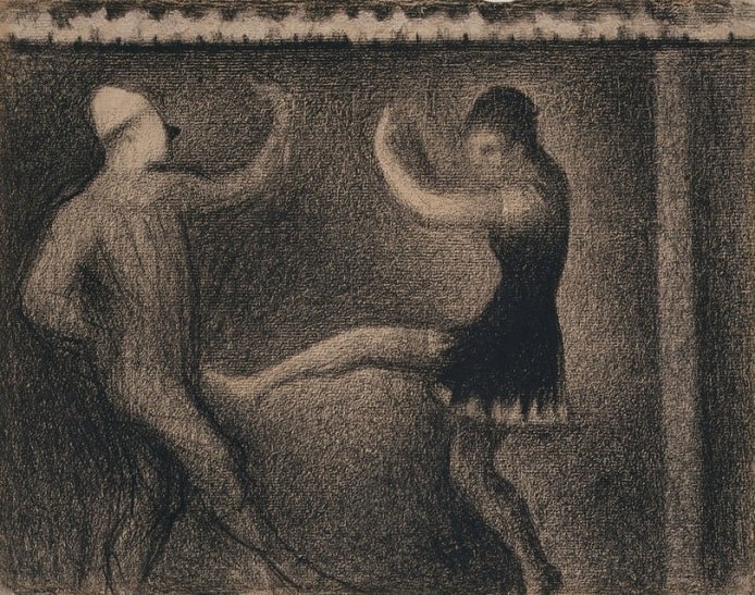 Pierrot and Colombine, example of Georges Seurat drawings