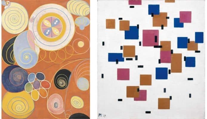 Hilma af Klint and Piet Mondrian paintings on show in 2023.