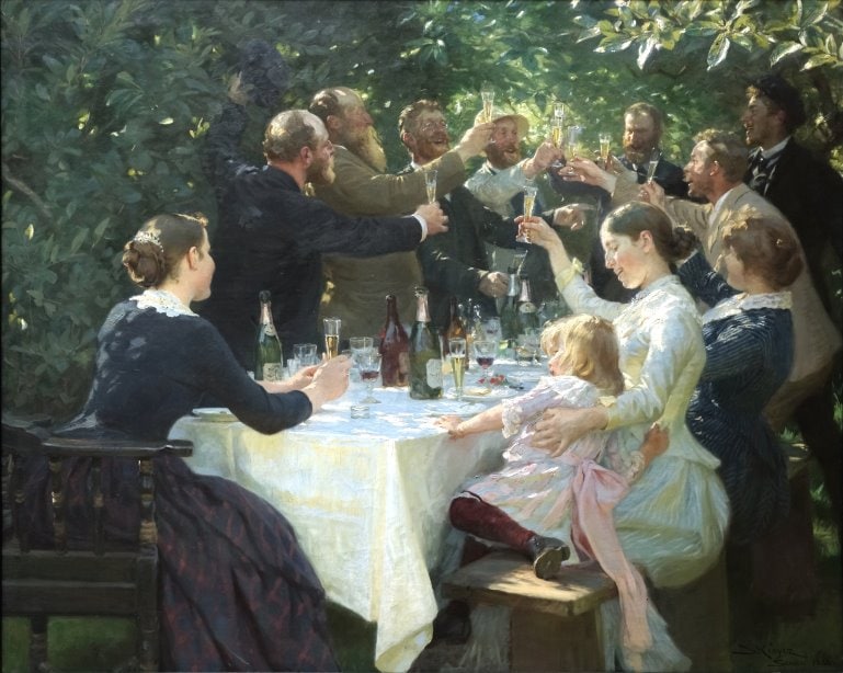Hip, Hip, Hurrah! Artists’ Party by Peder Severin Krøyer, one of the Skagen painters