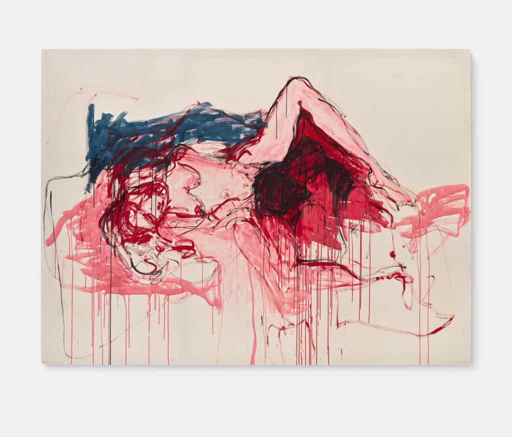 Painting from the Tracey Emin exhibition titled 'Lovers Grave'